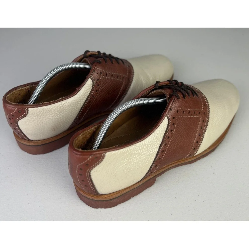 Jordan Lash Charleston Shoes Mens 10.5 White Brown Leather Saddle Dress Oxfords